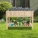 47 Inch Wooden Raised Garden Bed with Bottom Shelf and Bed Liner by LJGDeals