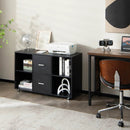2 Drawer Wood Mobile File Cabinet with 4 Open Compartments-Black by LJGDeals