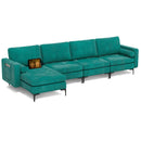 Modular L-shaped 4-Seat Sectional Sofa with Reversible Chaise and 2 USB Socket by LJGDeals