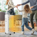 1500W Oil Filled Space Heater with Universal Wheels and 3-Level Heat-White by LJGDeals