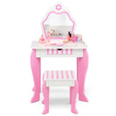 2-in-1 Toddler Vanity Set with Detachable Top & Cute Flower Patterns-White by LJGDeals