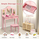 Kids Makeup Dressing Mirror Vanity Table Stool Set by LJGDeals