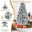 Pre-Lit Premium Snow Flocked Hinged Artificial Christmas Tree by LJGDeals