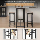2 Pieces 28 Inch Dining Bar Chair Set with Footrest and Adjustable Pads-Rustic Brown by LJGDeals