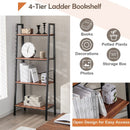 4-Tier Freestanding Open Bookshelf with Metal Frame and Anti-toppling Device-Rustic Brown by LJGDeals