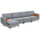 Modular L-shaped 4-Seat Sectional Sofa with Reversible Chaise and 2 USB Socket by LJGDeals