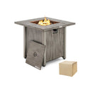 28 Inch 40 000 BTU Square Fire Pit Table with Lid and Lava Rocks-Gray by LJGDeals