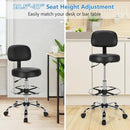 Swivel Drafting Chair with Retractable Mid Back and Adjustable Foot Ring-Black by LJGDeals