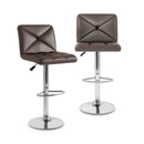 PU Leather Upholstered Bar Stools Set of 2 with Back and Adjustable Height-Black by DirectDeals