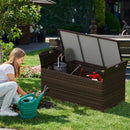 Outdoor Bench with Hand-woven PE Rattan Wicker and Side Handles-Gray by LJGDeals