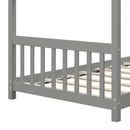 Twin Size Wooden House Bed with Roof-Gray