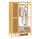 Bamboo Clothing Rack with Cabinet and Drawers and Hanging Rod-Natural by LJGDeals