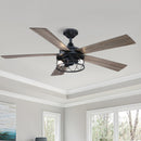 52" Windmill Industrial Downrod Mount Reversible Ceiling Fan with Lighting and Remote Control