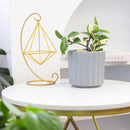 5 inch Grey Glazed Ceramic Cylinder Faux Cement Planter