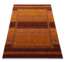 Custom Made geometrical Stripes Design Rust and Brown Hand loom wool Area Rug