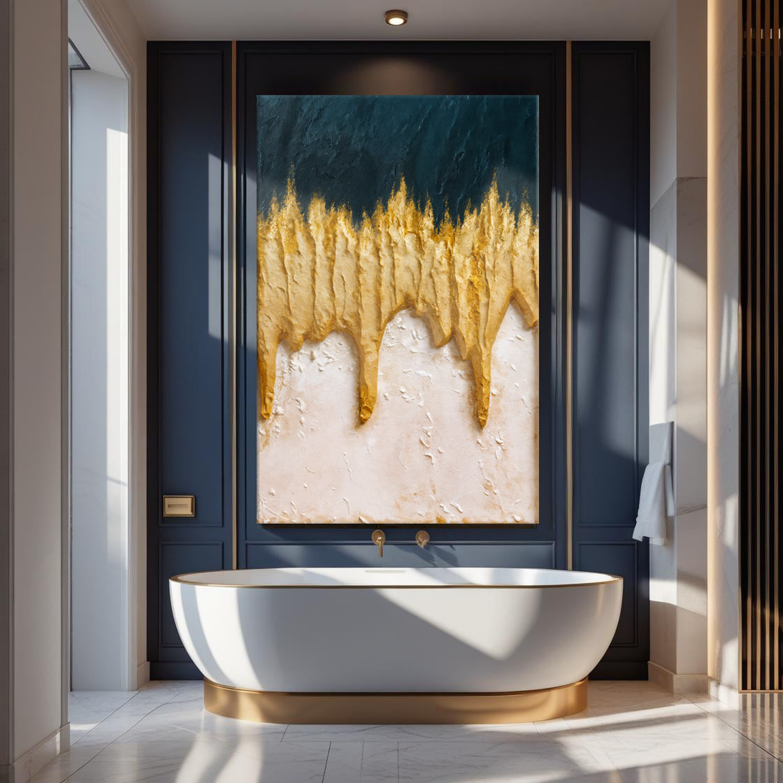 Abstract Blue And Gold Wall Art, photo 3 of 10