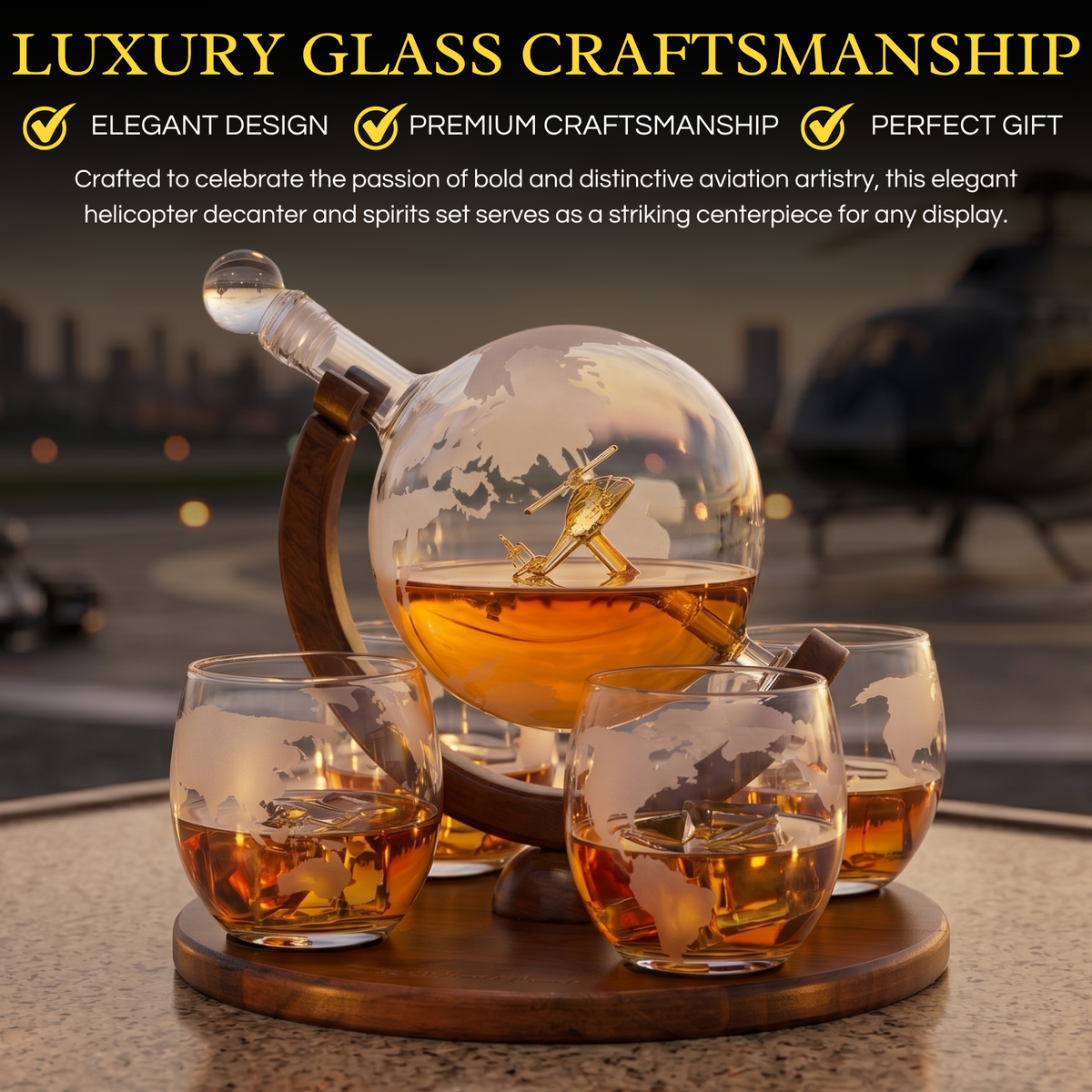 Helicopter Whiskey Decanter Gift Set, photo 3 of 8