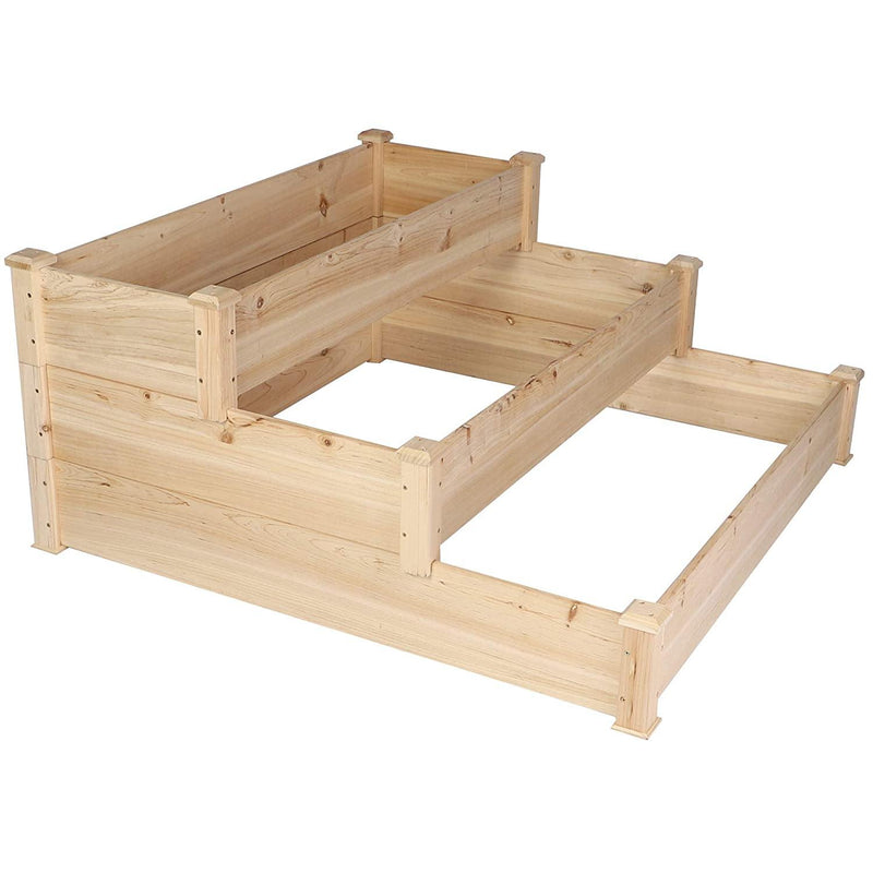 Wooden Raised Vegetable Garden Bed 3 Tier Elevated Planter Kit Outdoor Gardening