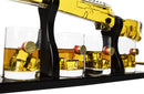 Shotgun Gun Large Whiskey & Wine Decanter Set Bullet Glasses