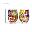 Italian Multicolor Renaissance Stained Glass Rainbow Stemless Wine Glasses Set Of 2 By The Wine Sava by The Wine Savant