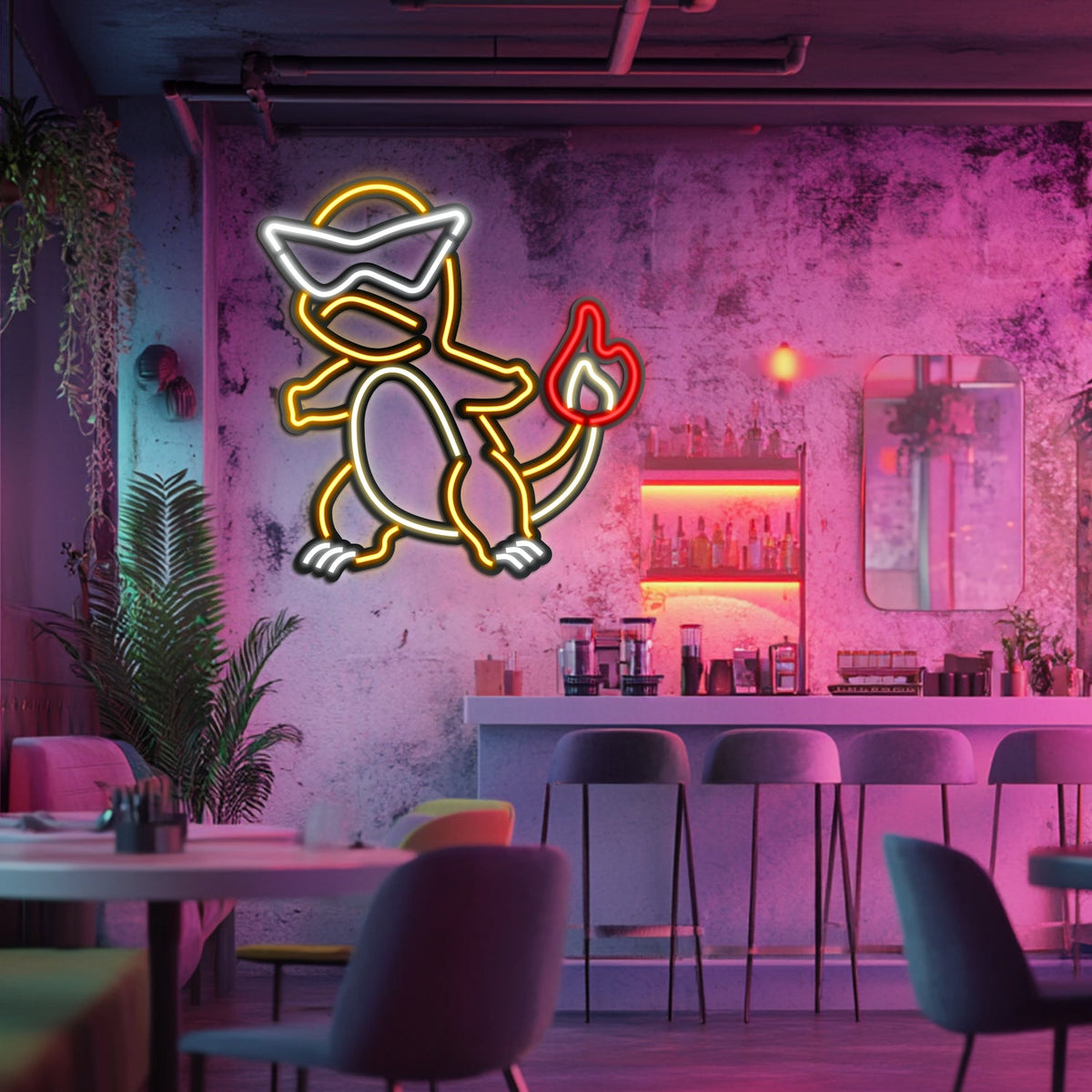 Charmender Metal Neon Wall Art- LN0049, photo 3 of 6