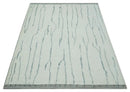 Contemporary Ivory and Gray 8.5x10.2 Stripes Pattern Hand knotted wool area rug by The Rug Decor