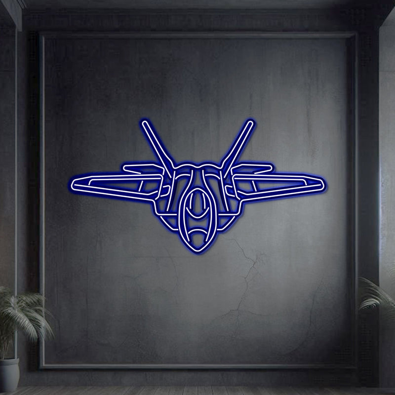 F-22 Raptor Angle Metal Neon Aircraft Wall Art - NCN0039