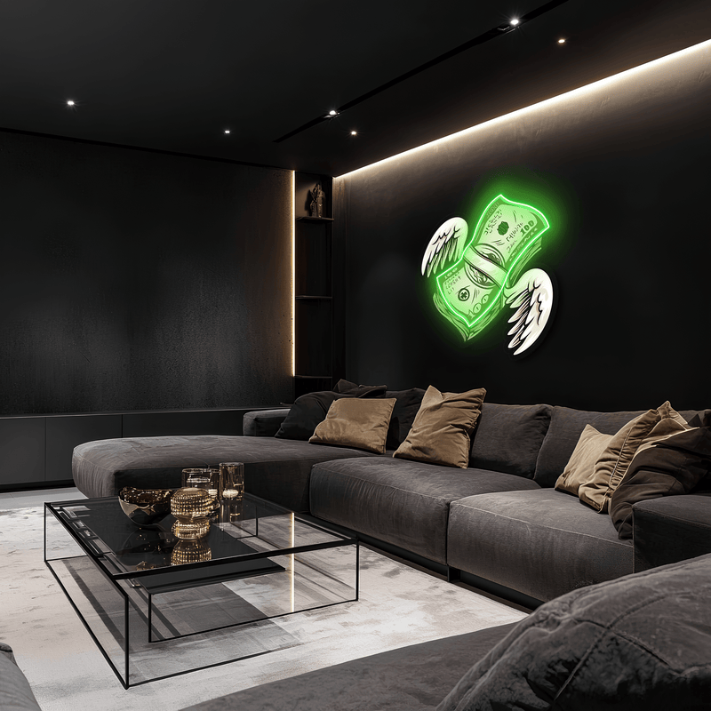 Dollars Angel Uv Print Neon Art, Dollars Uv Print Neon Sign, Neon Light,Neon Wall Art, Neon Sign,Neon Light Sign, Neon Gifts, Housewarming