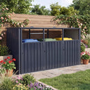 3-Bin Metal Trash Can Storage Shed with Flip-Up Lids for Yard by LJGDeals