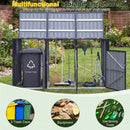 3-Bin Metal Trash Can Storage Shed with Flip-Up Lids for Yard by LJGDeals