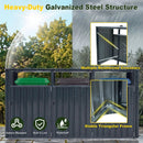 3-Bin Metal Trash Can Storage Shed with Flip-Up Lids for Yard by LJGDeals