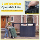 3-Bin Metal Trash Can Storage Shed with Flip-Up Lids for Yard by LJGDeals