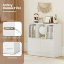 3-Cube Bookcase with Doors 3-Tier Cubic Bookshelf with Open Compartments and Cabinet by LJGDeals