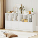 3-Cube Bookcase with Doors 3-Tier Cubic Bookshelf with Open Compartments and Cabinet by LJGDeals