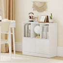 3-Cube Bookcase with Doors 3-Tier Cubic Bookshelf with Open Compartments and Cabinet by LJGDeals