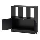 3-Cube Bookcase with Doors 3-Tier Cubic Bookshelf with Open Compartments and Cabinet by LJGDeals