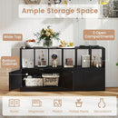 3-Cube Bookcase with Doors 3-Tier Cubic Bookshelf with Open Compartments and Cabinet by LJGDeals