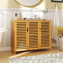 3-Door Bamboo Bathroom Cabinet with Shelves-Natural by DirectDeals
