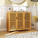 3-Door Bamboo Bathroom Cabinet with Shelves-Natural by LJGDeals