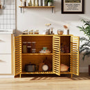 3-Door Bamboo Bathroom Cabinet with Shelves-Natural by LJGDeals