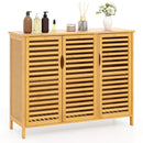 3-Door Bamboo Bathroom Cabinet with Shelves-Natural by LJGDeals