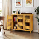 3-Door Bamboo Bathroom Cabinet with Shelves-Natural by LJGDeals