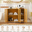 3-Door Bamboo Bathroom Cabinet with Shelves-Natural by DirectDeals