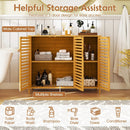 3-Door Bamboo Bathroom Cabinet with Shelves-Natural by LJGDeals