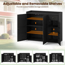 Outdoor PE Wicker Storage Cabinet with 3 Doors and Drawer by LJGDeals