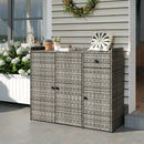 Outdoor PE Wicker Storage Cabinet with 3 Doors and Drawer by LJGDeals