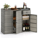 Outdoor PE Wicker Storage Cabinet with 3 Doors and Drawer by LJGDeals