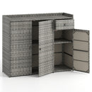 Outdoor PE Wicker Storage Cabinet with 3 Doors and Drawer by DirectDeals