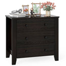 3-Drawer Dresser Wide Chest of Drawers Modern Large Nightstand Closet Storage Organizer-Dark Brown by LJGDeals