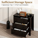 3-Drawer Dresser Wide Chest of Drawers Modern Large Nightstand Closet Storage Organizer-Dark Brown by LJGDeals